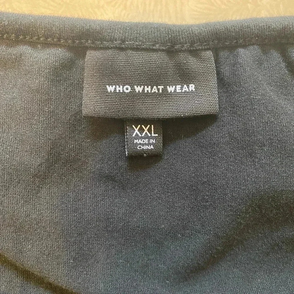 Who What Wear Black Off Shoulder Ruffle Shoulder Ties Tank Top Size XXL - Picture 3 of 9